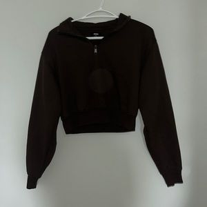 Dark brown ardene cropped hoodie